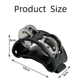 4PCS Foot Tambourine Percussion, Musical Instrument Pedal with Stainless Steel Jingle Bells for Drum & Guitar Playing, accompaniment foot bells Percussion double row foot rattles with Elastic Strap