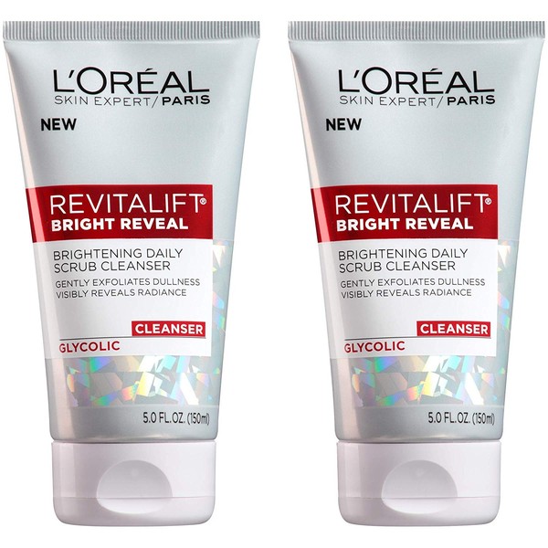 L'Oreal Paris Skincare Revitalift Bright Reveal Facial Cleanser with Glycolic Acid, Anti-Aging Daily Face Cleanser to Exfoliate Dullness and Brighten Skin, 5 Fl Oz (Pack of 2)