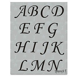 Stencil1 Corsiva Font Stencil 2" Letters - Reusable Premium Quality Mylar Stencils for Painting - Alphabet Letters Stencil Crafts and Decor on Walls Fabric & Furniture Art Craft