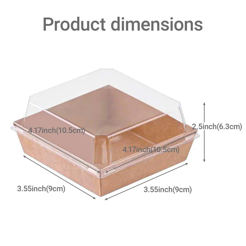 TEMLQPACK 50Pack 4x4x2.5 Inches Brown Charcuterie Boxes with Clear Lids: