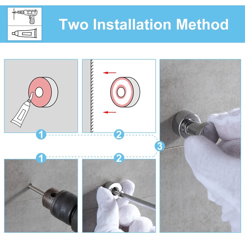 BVL Brass Robe Hook, 5 Pack, Chrome, Wall-Mounted, for Bathroom