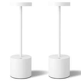 TBBGA Cordless Table Lamps Set of 2, 5000mAh Rechargeable Battery Powered Lamp, 3 Color Stepless Dimmable LED Table Lamp, Portable Table Light for Outdoor/Indoor/Restaurant/Home. (White)