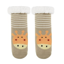 Durio Children's Socks for Girls and Boys Winter Socks Soft Fluffy Warm Thick Cuddly Socks Thermal Socks House Socks Floor Socks for Children, Brown Squid A
