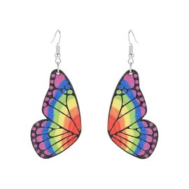 ONLYJUMP Cute Lightweight Bohemian Colorful Wooden Rainbow Earrings for Women Colorful Rainbow Pride Wooden Dangle Earrings Rainbow Butterfly Earrings Jewelry Gifts (Butterfly)
