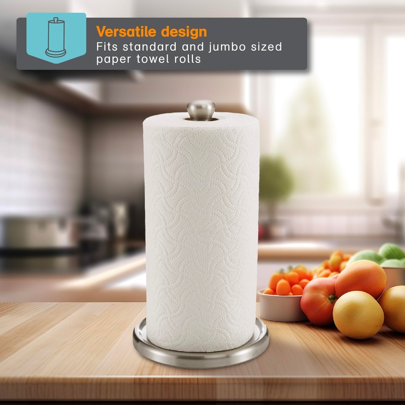Polder Single-Tear Paper Towel Holder, Kitchen Organization and Storage, Stainless