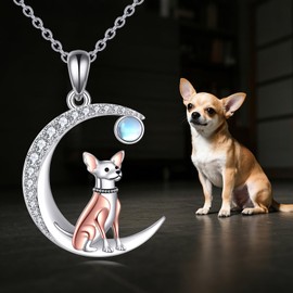 JBAERD Chihuahua Necklace Sterling Silver Chihuahua Pendant Jewelry Gifts for Women