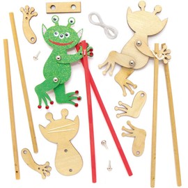 Baker Ross AX174 Alien Wooden Acrobat Kits - Pack of 3, Make Your Own Puppets for Kids Arts and Wood Crafts Projects