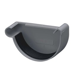INEFA Gutter End Piece Semicircular, PVC NW100 / 100 mm, Left Anthracite, Gutter Accessories, Easy Plug-In Installation, Made in Germany