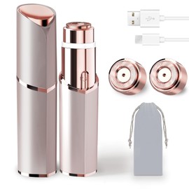 SkelEduPro Facial Hair Removal for Women, Portable Lady Shaver, 2 x Replacement Heads Rechargeable Painless Hair Remover for Face, Upper Lips, Chin, Peach Fuzz