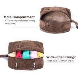 MYBAGZING Small Crochet Bag Organizer - Corduroy Yarn Bag - Yarn Holder for Crocheting - Crochet Storage Bag for Crochet Hooks, Crochet Accessories, Knitting Bag for Crochet Lovers, Mother's Day Gift