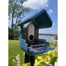 PERCH3D Bird Buddy Picket Fence & Double Perch Combo in Blue