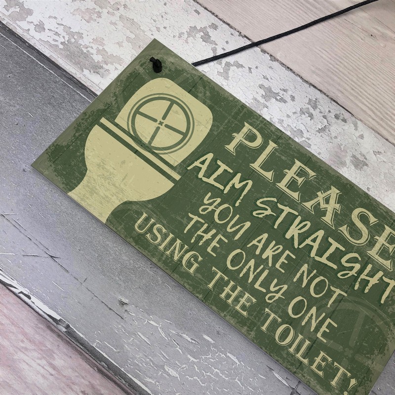 RED OCEAN Funny Novelty Bathroom Sign Aim Straight Loo Decor