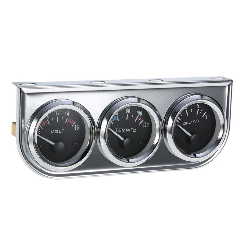 Domary 52MM Oil Pressure Celsius Water Temperature Gauge Voltmeter Chrome