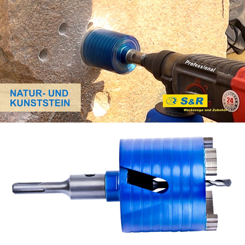 S&R Diamond Core Bit 72mm SDS-plus Can Drill Bit for
