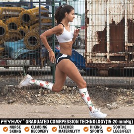 FEYHAY Copper Compression Socks (5 Pairs) 15-20 mmHg Circulation is Best Athletic & Daily for Men & Women, Running, Climbing