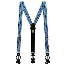 Oxford Kent by SuspenderStore Dressy Multi-Stripe Suspenders - 1.38-Inch Wide Twill - Convertible Button & Clip - Copenhagen/Navy
