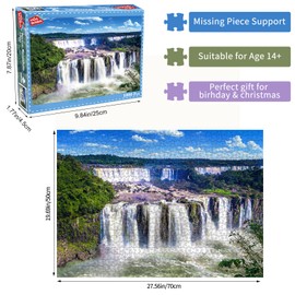 Puzzle 1000 Pieces, Puzzle Adults, Impossible Puzzle, Skill Game for the Whole Family, Puzzle Colourful Tile Game Iguazu Waterfalls. Home Decoration Puzzle