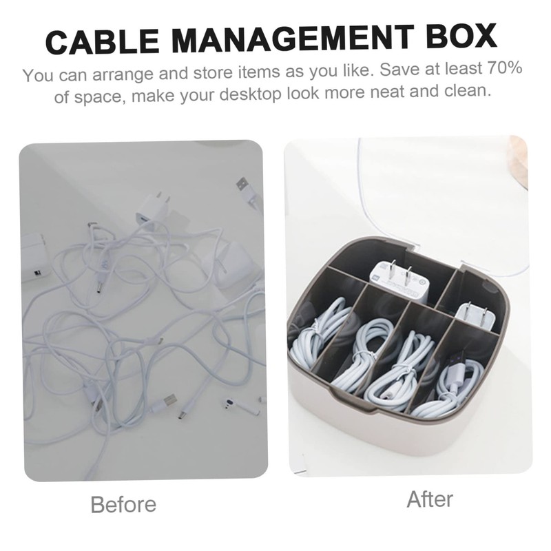 TEHAUX Cable Organizer Box with Compartments Dustproof Wire Holder for