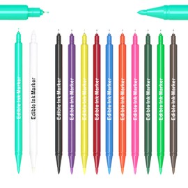 Food Coloring Pens Set of 12, Dual Tips Edible Ink Markers, Food Grade Gourmet Writers with 12 Vibrant Colors, for Cookies, Cakes, Cupcakes, Crafts, Drawing, Painting & Baking Decorating