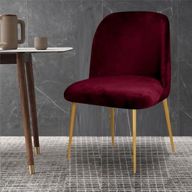 VIENLOVE 2 Pack Velvet Dining Room Chair Slipcovers Washable Removable Stretch Short Back Armless Curved Chair Protector for Home Decor Living Room