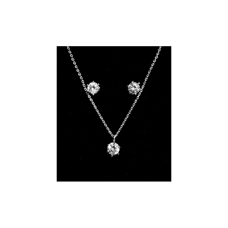 Tears Simulette Diamond Silver 3-Part Necklace and Earrings SET Tears