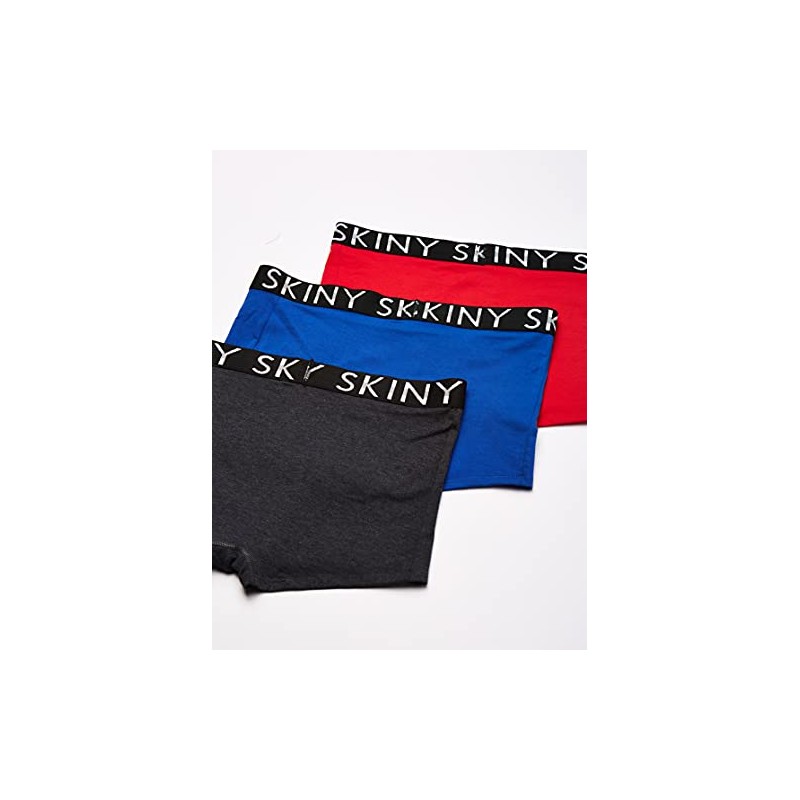 Skiny 71253 Boxer Corto 3Pack para Hombre, Azul Rey, Gris
