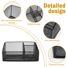 Yomjarl Snack Station Organizer for Pantry Shelf,Snack Bar Station Storage Basket with 3 Compartments,Stackable Wire Baskets for Storage Pantry Bin,Snacks & Chips Organizer,Kitchen Organization Box