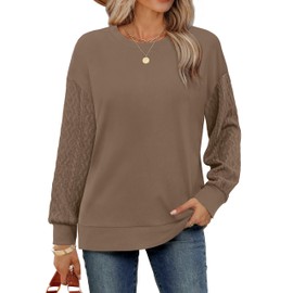 Jescakoo Oversized Sweatshirts for Women Long Sleeve Tops Crewneck Sweatshirts Women Long Sleeve Shirts Womens Sweaters Fall Clothing Trendy 2024 Brown Size 10-12
