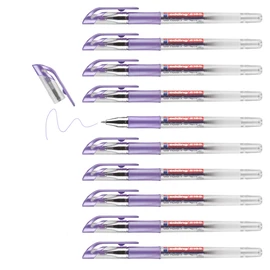 edding 2185 gel roller - violet metallic - box of 10 - 0.7 mm - gel pen for writing, drawing, colouring mandalas, bullet journals - glitter gel pen, colour gel pen