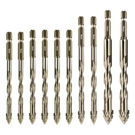 10Pcs New Four-Flute Sawtooth Eccentric Drill Bit Size 5/6/8/10/12mm,Four-Edged Tungsten Steel Carbide Serrated Eccentric Drill Bit Set for Wood Marble Metal Glass Ceramic Wall Tiles (Yellow)