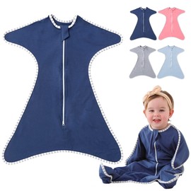 HINATAA Swaddle Wrap for Baby, Newborns Baby Swaddle Sack, Baby Swaddle Blankets Breathable Soft Premium Cotton for Kids Aged 0-3/3-6 Months (Navy blue, 0-3 months)