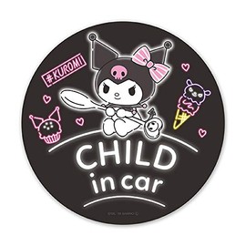 Kuromi Magnetic Sticker Standard Design CHILD IN CAR, Round Shape 5.9 inches (15 cm)