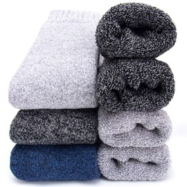 Mens Heavy Thick Wool Socks - Soft Warm Comfort Winter Crew Socks (Pack of 3/5),Multicolor,One Size 7-12
