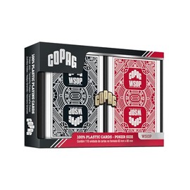 COPAG World Series Of Poker - Plastic Poker Size Jumbo Index Double Deck, Red and Red, Black, Black