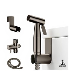 LUXE EIGHT Premium Handheld Bidet Sprayer – Stainless Steel Adjustable Pressure for Feminine Hygiene, & More – Brushed Gun Metal Gray Finish, Easy Install & Leak-Proof Design