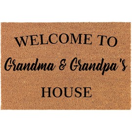 Coir Doormat Front Door Mat New Home Closing Housewarming Gift Welcome to Grandma & Grandpa's House Grandparents Grandmother Grandfather (24" x 16" Small)
