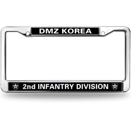 2nd Infantry Division Flag License Plate Frame Metal US Army 2nd Infantry Easy Installation License Plate Frame US Army Support License Plate Frame for Patriotic People