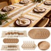Swiscena 32 Pcs Boho Placemats Table Setting Set (6 Sets),Hand-Woven