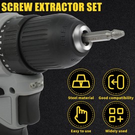 Damaged Screw Extractor Set Steel Damaged Screw Remover Tool Kit Universal Rusty Extractor Efficient Portable for Rusty Broken.(Silver)