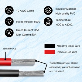 MOOKEERF Solar Panel to SAE Adapter Cable - 15FT 10AWG Solar Extension Cable for RV Solar Panel Caravan Battery Charger Kit with SAE Polarity Reverse Adapter