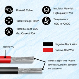 MOOKEERF Solar Panel to SAE Adapter Cable - 15FT 10AWG Solar Extension Cable for RV Solar Panel Caravan Battery Charger Kit with SAE Polarity Reverse Adapter
