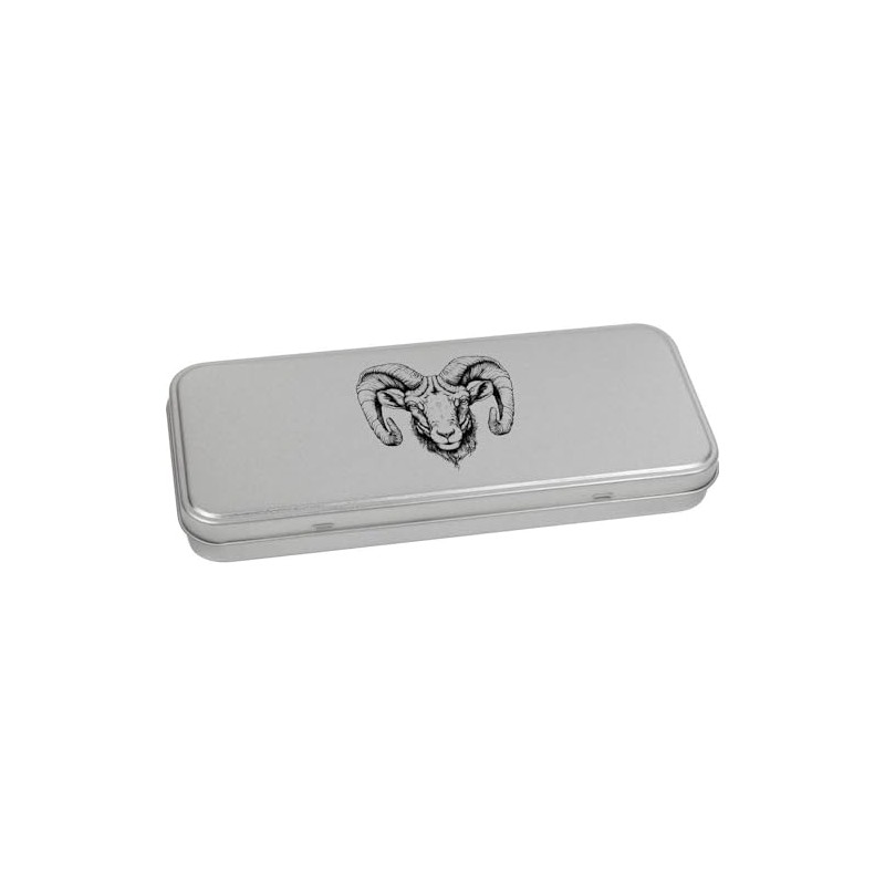 Azeeda 'Ram Head ' Metal Hinged Stationery Tin/Storage Box (TT00234961)