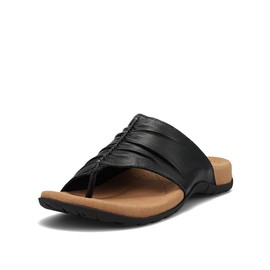 Taos Gift 2 Women's Sandal - Elevate Your Style with A Classic Open Back Toe-Post Design - Premium Comfort with Arch Support and Cooling Gel Padding for All Day Wearability Black 8 (M) US