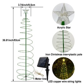 MINTSSOUL 2 Pack Solar Spiral Christmas Trees with Warm White Lights, 36" Outdoor Light Up Xmas Pathway Markers with Stake, Auto On/Off & Waterproof Lights for Winter Patio Yard Walkway Driveway Decor