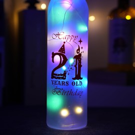 21st Birthday Gifts for her, 21st Birthday Decorations for her, 21 Birthday Gifts for Sister Friends, 21st Birthday Gifts, 21st Birthday Gifts for Friends Wine Bottle Colorful Lights with Cork
