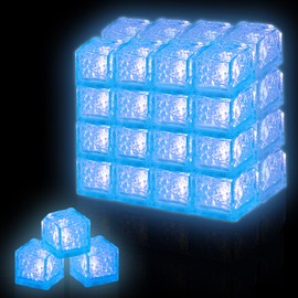 300 Pack Light Up Ice Cubes Bulk - Blue LED Ice Cubes for Drinks With Changing Color - Flashing Ice Cubes Glow in the Dark - Water Activated Ice Cubes Bar Club Wedding Party Decor