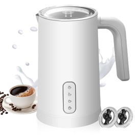 Milk Frother-Rocyis 4 in 1 Electric Milk Forther and Steamer-Coffee Frother, 8.4oz Hot/Cold Foam Maker, Automatic Milk Warmer Frother for Latte,Cappuccino,Hot Chocolate, House Warming Gift, White