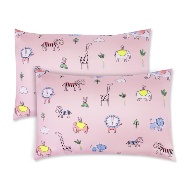 Vicloon Baby Toddler Pillowcase, 2 Pack 100% Cotton Pillow Cover, Cot Bed Pillow Pair Cases 40x60cm, Soft and Breathable Baby Pillowfor Boy & Girl Bedding, Kids Travel Pillow Pillowcase（Forest World）