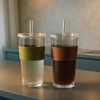 Guwithlu 20oz Glass Cups with Lids and Straws-2pack Glasses Tumbler
