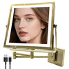 MIROAMZ Wall Mounted Lighted Makeup Mirror 1X/10X Square Brushed Gold